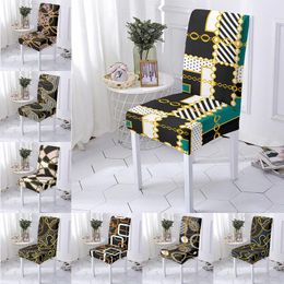 Chair Covers Elastic Geometry Cover Stretch Slipcovers Modern Printed Seat Protector Case For Dining Room Kitchen El Party 1PCChair