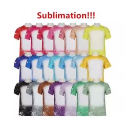 New Sublimation party Bleached Shirts Heat Transfer Blank Bleach Shirt Bleached Polyester T-Shirts US Men Women Supplies FS9535 0207