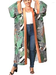 Women's Swimwear Kimono Dress Cover-ups Women Cardigan Full Sleeve Robes Bathing Suit Fashion Print Bohemian Beach Holiday Cover Ups