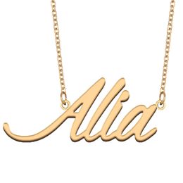 Alia Name necklace Personalised for women letter font Tag Stainless Steel Gold and Silver Customised Nameplate Necklace Jewellery