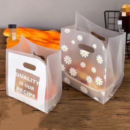Gift Wrap 50pc Little Daisy Plastic Bags Storage Shopping With Handle Christmas Wedding Party Favor Bag Candy Cake Wrapping 230206