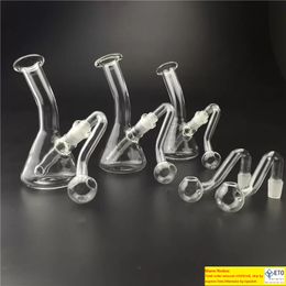 5 pcs 10mm male pyrex glass oil burner water pipes with mini oil rig glass bong thick recycler heady bongs