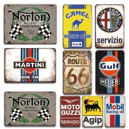 Motor oil Gas Racing Team Brand Painting Vintage Metal signs Garage Man Cave Wall Decoration Accessories Retro Metal Plates Wall Stickers Size 30X20cm w01