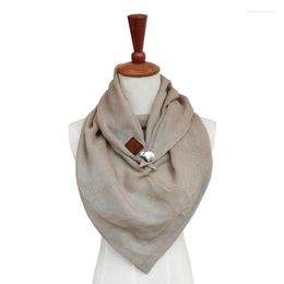 Scarves Women Men Plaid Cotton Scarf Triangle Handkerchief Spring Autumn Hijab Fashion Blanket With Metal Snap