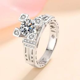 Cluster Rings Trendy 925 Silver 1ct D Colour VVS1 Moissanite Eiffel Tower Ring Women Jewellery Plated Platinum Pass Diamond With Gra GiftCluste