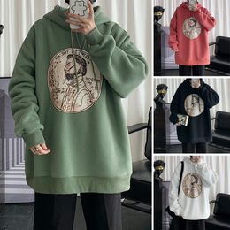 Men's Hoodies 2023 Fashion Trend Coats Printing Hooded Solid Color Hoodie Cotton Pullover Casual Loose Sweatshirts Size M-2XL