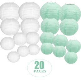 Other Event Party Supplies 20 Pcsset 6"12" White Mint Green Chinese Paper lantern lampion Xmas Birthday Wedding boule Papier Lampionnen Home Decoration 230206