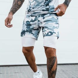 Men's Shorts 2022 Summer 2 In 1 Men GYMS Fitness Running Quick Dry Male Bodybuilding Short Pants Y2302