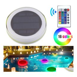 Other Solar Lights Rgb Led Underwater Light Power Pond Outdoor Swimming Pool Floating Waterproof Decorative With Remote Control Drop Dh2Ti