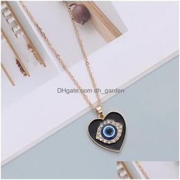 Pendant Necklaces Devils Eye Blue Eyes Pendants Palm Love Water Drop Round Oil Necklace Delivery Jewellery Dhgarden Dhkbm