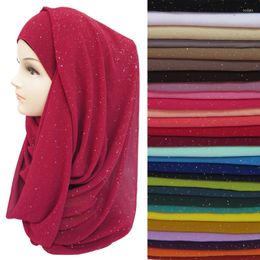 Scarves Simple Multicolor Woman Turban Long Scarf Muslim Shiny Wrapped Headwear Arab Solid Colour Hijab Light Thin Shawls