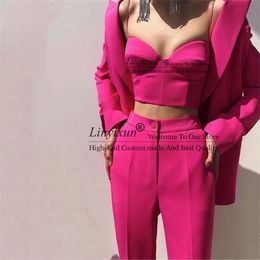 Womens Two Piece Pants Women Suits Female Office Lady Formal Business Set Uniform Work Wear Blazers Camis Tops and 2 Pieces 230207
