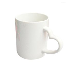 Mugs Coffee Cup Pure White Heart-shaped Grip Ceramic Household 301-400ml Cute