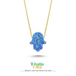 Chains Stainless Steel Chain Opal Hamsa Hand Necklace For Women Jewish Jewellery Colar Masculino Gold Plated Fatima Men