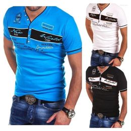 Men's Polos ZOGAA Polo Shirt Men Summer Letter Printed Male Cotton Short Sleeve Camisa V-neck Tops Masculina Para Hombre