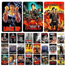 Classical Movie Rambo Metal Painting Vintage Tin Signs Poster for Bar Pub Club Home Theatre Man Cave Iron Painting Wall Decor 20cmx30cm Woo