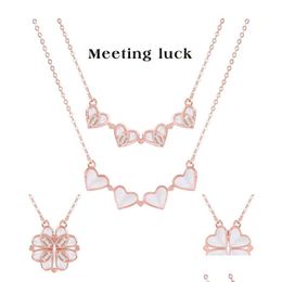 Pendant Necklaces Clover Womens One With Doublesided Love Heart Clavicle Neck Chain Necklace 44Add5Cm Drop Delivery Jewelry P Dhgarden Dhbfd