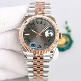 Rel￳gios autom￡ticos ￭ndice branco Dial Dial Two Jubileu BraeLet Rel￳gios Datejust Just 41mm Wimbledon Roman Oyster 36mm Silver Roman Color Blue Dial Fluted Mens Watch