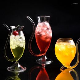 Wine Glasses 300ml Whiskey Glass Heat Resistant Sucking Juice Milk Drinking Tube Straw Cup Creative High Quality