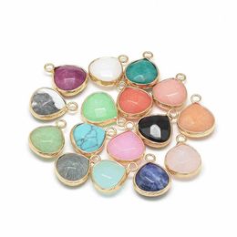 Pendant Necklaces Wholesale Natural Stone Copper Ring Cut Face Water Drop Diy Mixed Color Necklace Handmade Accessories Deli Dhgarden Dhk6O