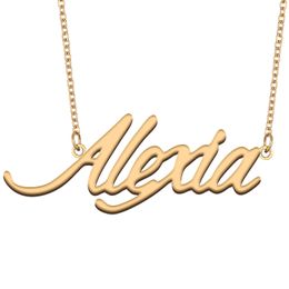 Alexia Name necklace Personalized for women letter font Tag Stainless Steel Gold and Silver Customized Nameplate Necklace Jewelry