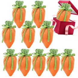 Gift Wrap 10pcs Easter Velvet Bag Carrot Jewelry Basket Candy s With Drawstring For Party Decorations Cookie Snack Storage 230206