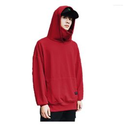 Men's Hoodies Red Autumn Plus Size 2xl-8xl 9xl High Collar Solid European Version Outerwear Large Turn-down Hiphop Sweatshirts