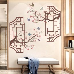 Wall Stickers Chinese Style Flower Home Office Decor Living Room Bedroom Vintage Decoration Wallstickers Self-adhesive Wallpaper