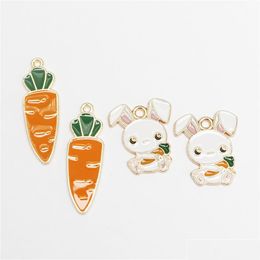 Charms 20Pcs Mixture Enamel Rabbit Bunny Carrot Oil Drip Vegetable Fruit Carota Pendants Dangle Earrings Necklace Jewelry Accessory Dhuxw