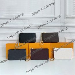 Carteiras -chave bolsa bolsa designers de luxo feminino homem chaveys anel de cart￣o de cr￩dito moeda de moeda com caixa genu￭na em couro de forma damier canv223z