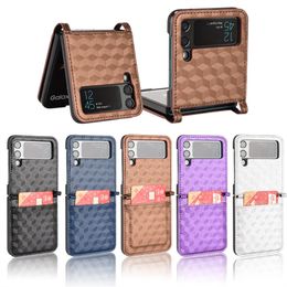 Foldable Defender Cell Phone Cases Anti-fall Business Classic Man Women's Mobile Back Cover For Samsung Galaxy Z Flip4 ZFlip3 Diamond Shape Full Protective Case