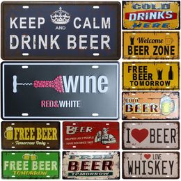 Beer Zone Metal Painting Cold Beer Signs Front Door Bar Pub Cafe Wall Decor Retro Metal Tin Sign Crafts Decor Car Plate Licence Plaques Bar Wall Decoration 30X15CM w01
