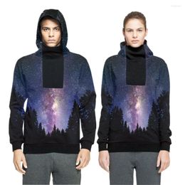 Men's Hoodies Autumn/winter Men/women's Hip Hop Polyester Fabric Loose Zipper For Boy 3D Print Starry Sky Couples Streetwear Pullovers