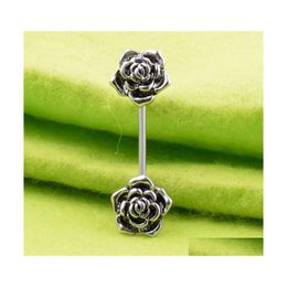 Nipple Rings Women Body Jewelry Retro Electroplate Rose Stainless Steel Puncture Ornaments 2 8Ll T2 Drop Delivery Dhty9