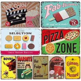 BBQ PIZZA PIE Metal Painting Vintage Kitchen Sweet Home Decor Retro Cake Tin Sign FOOD Poster Restaurant Living Room Wall Stickers 20cmx30cm Woo