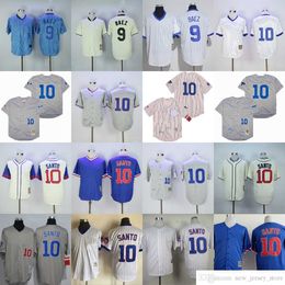 Movie Vintage 10 Ron Santo Baseball Jerseys 9 Javier Baez Jersey Grey White Blue All Stitched Cooperstown Breathable For Sport Fans Cool Base