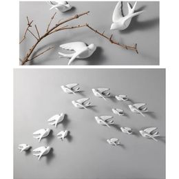 Wall Stickers 1pc 3D Ceramic Birds Murals Hanging Decorations Crafts Home Ornaments SCVD889Wall