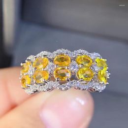 Cluster Rings Coming Natural And Real Yellow Sapphire Ring 925 Sterling Silver Fine Handworked Jewellery Finger