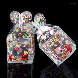 Gift Wrap 3pcs Transparent Clear PVC Candy Box Santa Claus Snowman Elk Christmas Apple For Kids Year Xmas Party Packing Decor