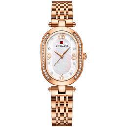 Wristwatches Fashion Women Watches Oval Luxury Rose Gold Stainless Steel Ladies Watch Waterproof Quarzt Wristwatch Romatic Girlfriend GiftsW