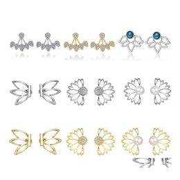 Stud Turquoise Crystal Pearl Lotus Teardrop Earring For Women Elegant Sier Gold Plating Earrings Trendy Party Wedding Jewelry Drop De Dhoy7