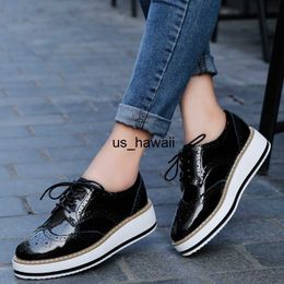 Dress Shoes comemore Spring Autumn Women Platform Flats Leather Lace up Classic Bullock Footwear Female Oxford Shoes Woman Lady Comfortable T230208