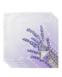 Table Napkin Lavender Purple Flowers Set Wedding Banquet Cloth Soft Tea Towels Dinner Handkerchief