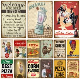 Metal Sign Delicate Fast Food Plate Tin Sign Plaque Vintage Restaurant Home Bar Cafe Kitchen Metal Poster Wall Decor Accessories20cmx30cm Woo