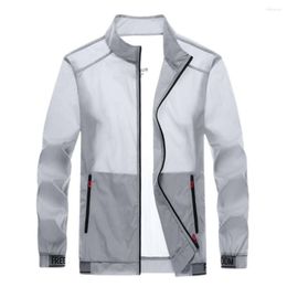 Racing Jackets Men Cycling Summer Coat Stretchy Hem Cardigan Smooth Surface Zipper Pockets Sun Protection Outdoor Jacket Camping