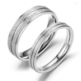 Wedding Rings Fashion 6mm 4mm Titanium Steel Frosted Pearl Sand Ring For Men And Women Lovers Engaged Jewellery
