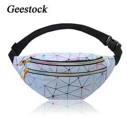 Waist Bags Geestock Holographic Pack for Women Glitter Fanny Waterproof Belt Bag Fashion Laser Phone Pouch 230208