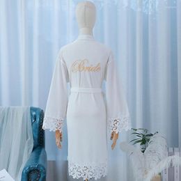 Women's Sleepwear Lace Women Kimono Robe Gown Bride Wedding White Home Clothing Elegant Casual Silky Bath Lingerie Nightwear