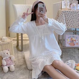 Women's Sleepwear Winter Long Sleeve Thick Warm Flannel Nightgowns For Women Korean Cute Lace Coral Velvet Night Dress Nightdress Nighty