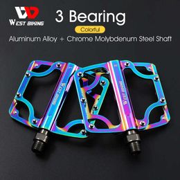 Bike Pedals WEST BIKING Colourful Bicycle Pedal Effort-saving 3 Bearing CNC Ultralight Pedal MTB Road Bike Part BMX Pedal Cycling Accessories 0208